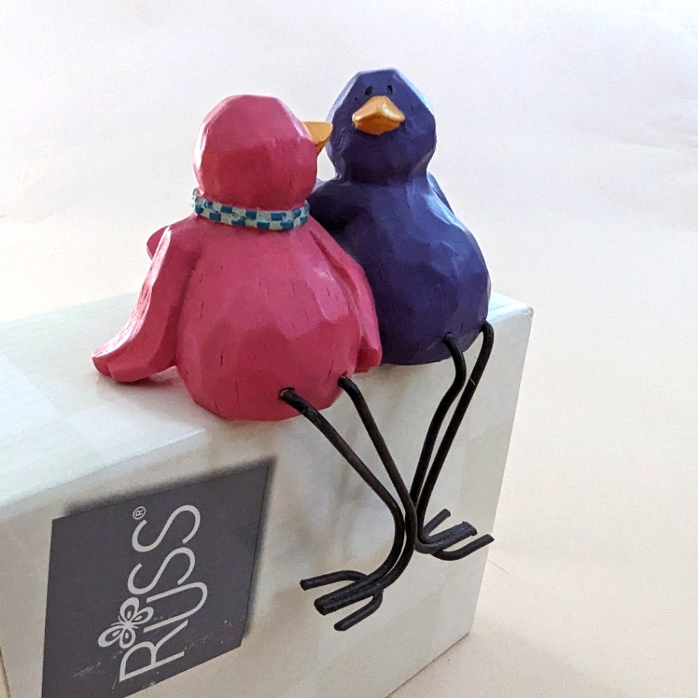 RUSS Berrie Fine Feathered Friends Whimsical Bird Lovers Figurine Pink / Purple